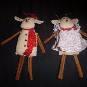 Vintage Hand Made Stuffed Mr. & Mrs. Reindeer